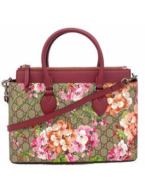 Gucci Handbag GG Blooms Brown Bordeaux Silver 2-Way Bag